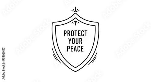 Protect Your Peace Shield Emblem - Mental Health, Serenity, and Self-Care Concept