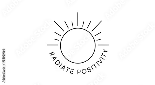 Radiate Positivity Sun Logo - Inspirational Quote and Positive Energy Symbol