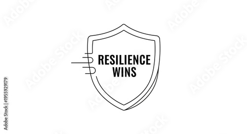 Resilience Wins Shield Icon - Strength, Determination, and Victory Concept
