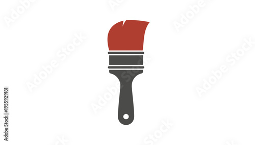 Red Paint Brush Icon - Artistic Tool for Design and Creativity