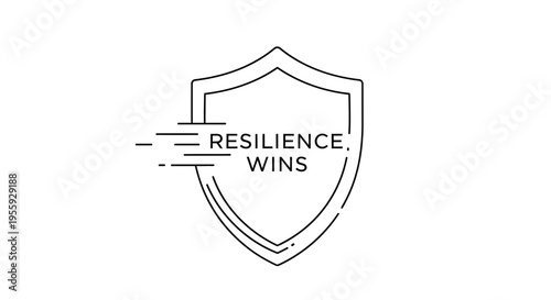 Resilience Wins Shield Icon with Speed Lines - Business Strength and Endurance Concept