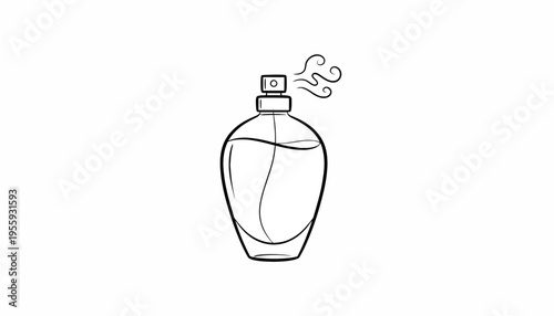 Perfume Bottle Spraying Fragrance Mist, Elegant Glass Bottle with Swirling Scent