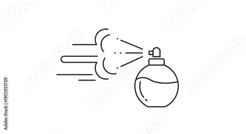 Perfume Spray Bottle Icon - Minimalist Line Art of Fragrance Mist