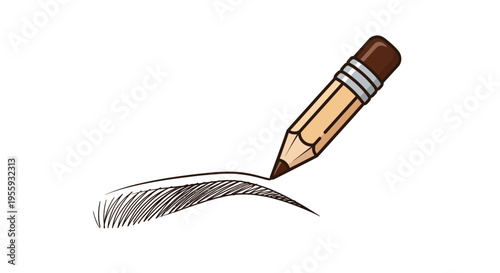 Pencil Drawing Eyebrow Sketch, Makeup Artist Tool, Cosmetic Design, Beauty Illustration
