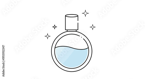Perfume Bottle Icon with Sparkles, Minimalist Design, Beauty Product