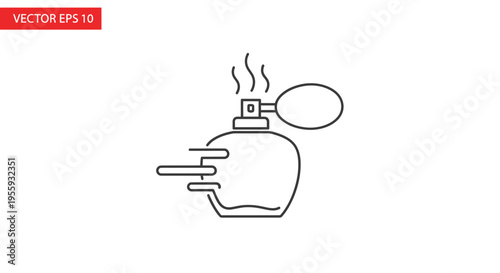 Perfume Bottle Icon with Speed Lines and Steam, Fast Delivery Concept