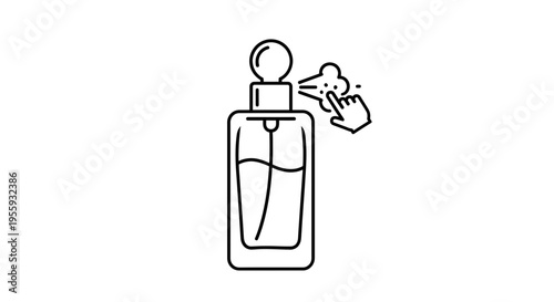 Perfume Bottle Spray Icon: Hand Finger Pressing Atomizer for Fragrance Application
