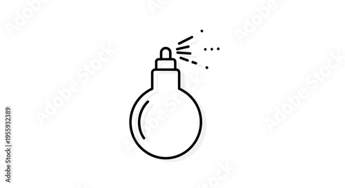 Perfume bottle spray icon, minimalist line art, elegant fragrance mist dispenser