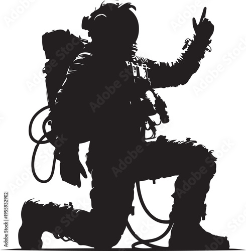 Astronaut and dog exploring space together in vintage illustration style Vector, illustration