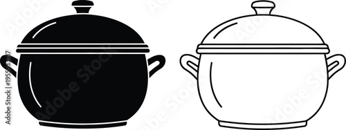 Cooking Pot Icon Set Isolated on White Background Vector