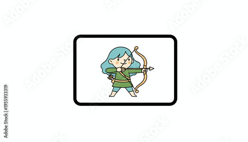 Cute Archer Girl with Bow and Arrow, Anime Style, Ready to Shoot