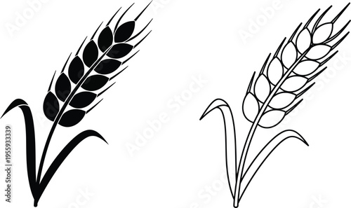 Wheat Ears Icons Set Vector