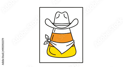 Cute Candy Corn Cowboy with Bandana and Hat, Halloween Character Illustration