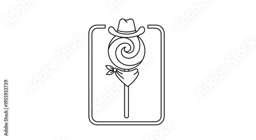 Cowboy Lollipop Icon: Swirl Candy with Hat and Bandana, Western Style