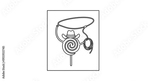 Cowboy Lollipop Character with Lasso, Whimsical Sweet Treat Western Fun