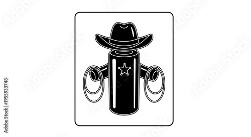 Cowboy Robot with Lasso and Sheriff Star - Western Cyberpunk Concept