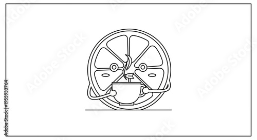 Creative Citrus Coffee Cup Logo Concept: Refreshing Citrus Slice with Steaming Mug