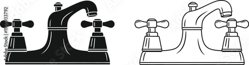 Water Faucet Icon Set Vector