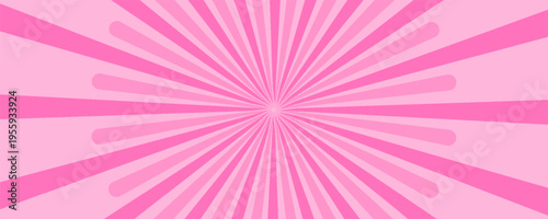 Retro candy cane spiral background with strawberry cream swirls. Pink whirlpool bg. Whimsical Y2K vortex pattern featuring pastel pink and white radial beams in psychedelic cartoon style.