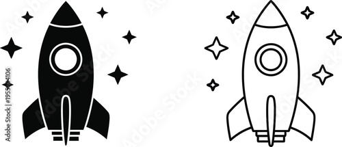 Rocket Ship Icons Set Vector