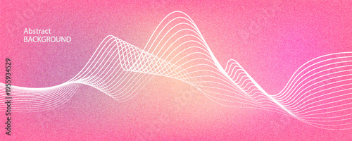 An abstract background with a pink base color and waves running through the center of the image. The waves are white, gradually changing to transparent, with thin lines adding depth.