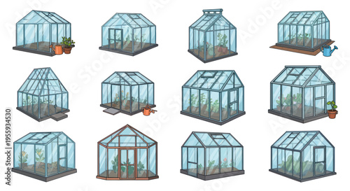 Collection of Diverse Greenhouse Designs for Gardening and Plant Cultivation