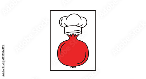 Chef Hat on Pomegranate Icon: Culinary Symbol, Food Service, Restaurant Logo