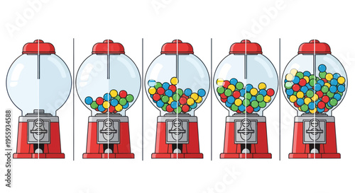 Gumball Machine Filling Up: Empty to Full Sequence