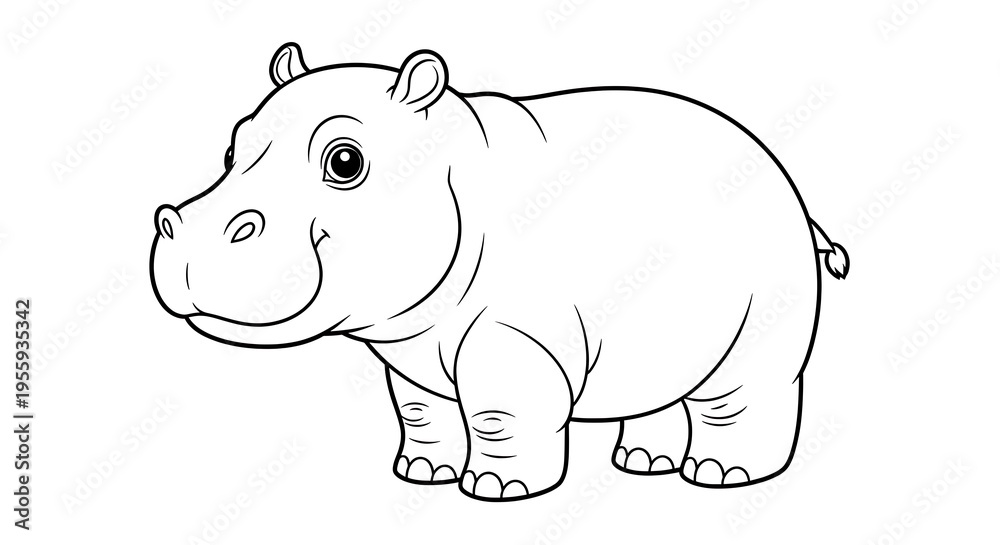 Obraz premium Cute cartoon rhino isolated on white background