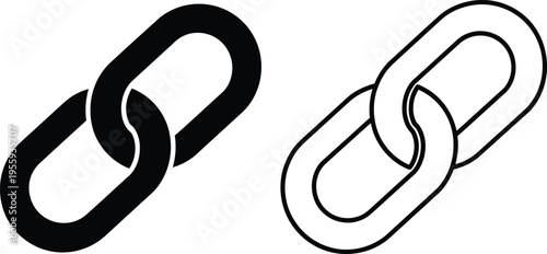 Black and White Chain Link Icon Set Vector