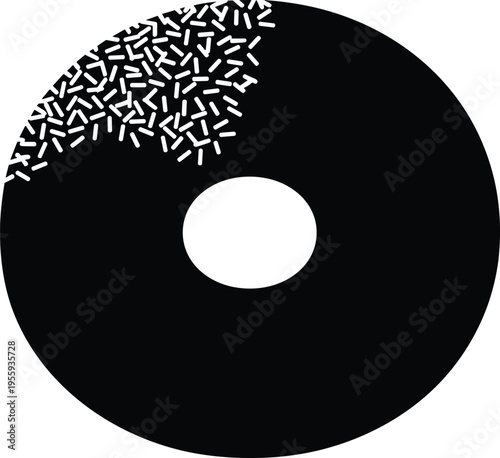 Sprinkle donut icon silhouette with sweet glazed doughnut dessert symbol isolated bakery pastry food illustration