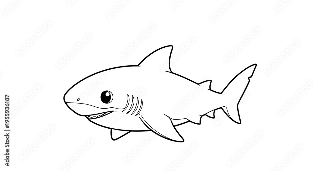 Fototapeta premium cartoon shark swimming vector illustration