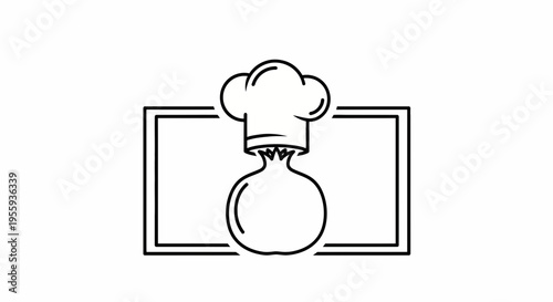 Chef Hat on Onion Icon, Culinary Symbol, Food Service, Restaurant Logo Element