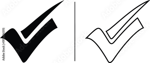 Check Mark Icon Set Solid and Outline Vector Vector