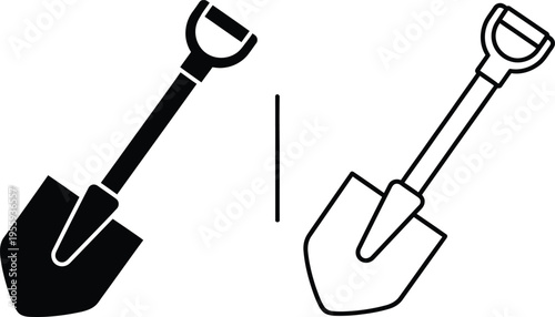 Shovel Icon Set Gardening Tool Vector Illustration Vector