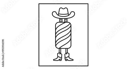 Cartoon Cowboy Character with Swirl Body and Boots