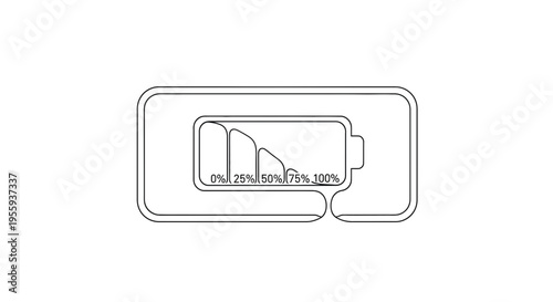 Battery Charge Indicator Line Art Icon, Energy Level Meter, Power Status Symbol
