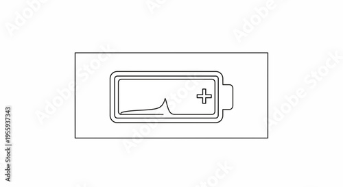 Battery icon with fluctuating charge level graph, energy concept