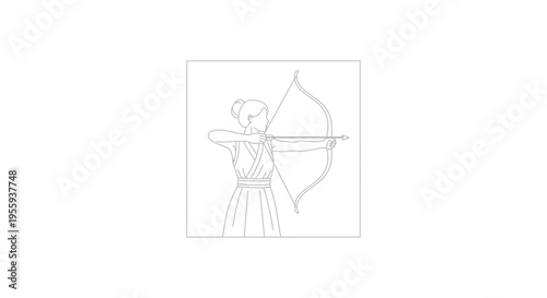 Archer Woman Drawing Bow and Arrow, Silhouette, Focus, Target Practice, Sport