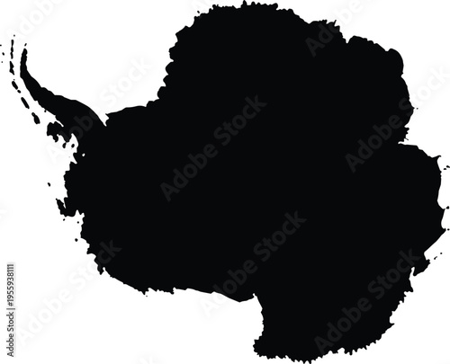 Antarctica continent map in black silhouette on white background