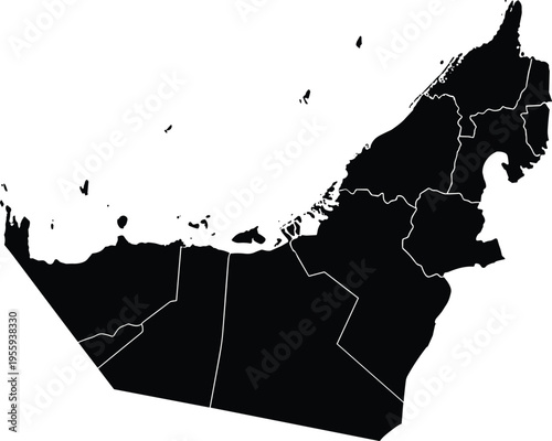 Detailed map of United Arab Emirates with regional divisions