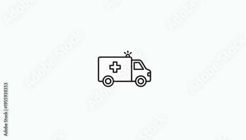 Ambulance Icon, Medical Emergency Vehicle, Healthcare Symbol, Vector Illustration