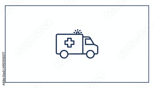 Ambulance Icon, Medical Emergency Vehicle, Healthcare Symbol, Vector Illustration