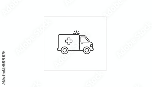 Ambulance Icon, Medical Emergency Vehicle, Healthcare Symbol, Vector Illustration