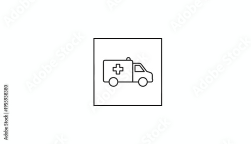 Ambulance Icon, Medical Emergency Vehicle, Healthcare Symbol, Vector Illustration