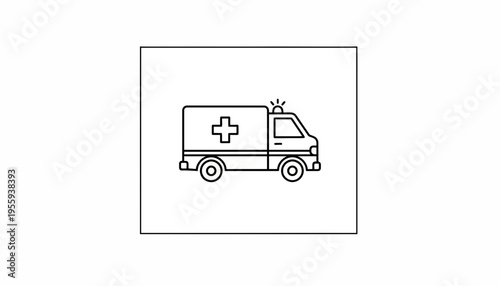 Ambulance Icon, Medical Emergency Vehicle, Healthcare Transport, First Aid Symbol
