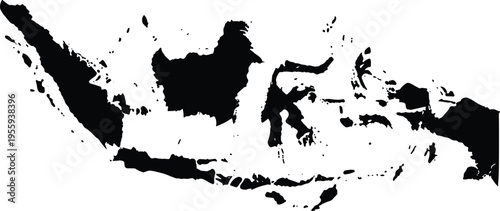 Indonesia map in black silhouette on white background