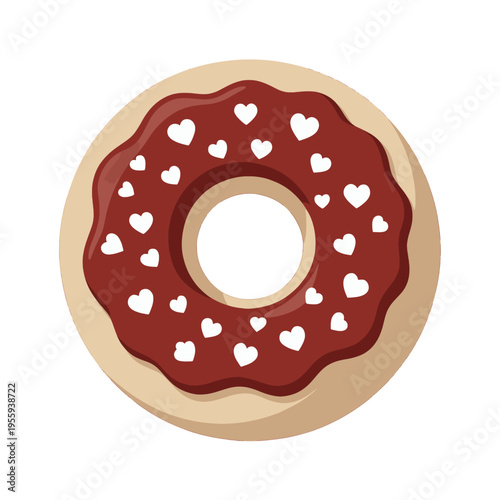 Chocolate Glazed Donut with Heart Sprinkles Vector, Isolated on Transparent Background for Valentine'S Day and Food Design
