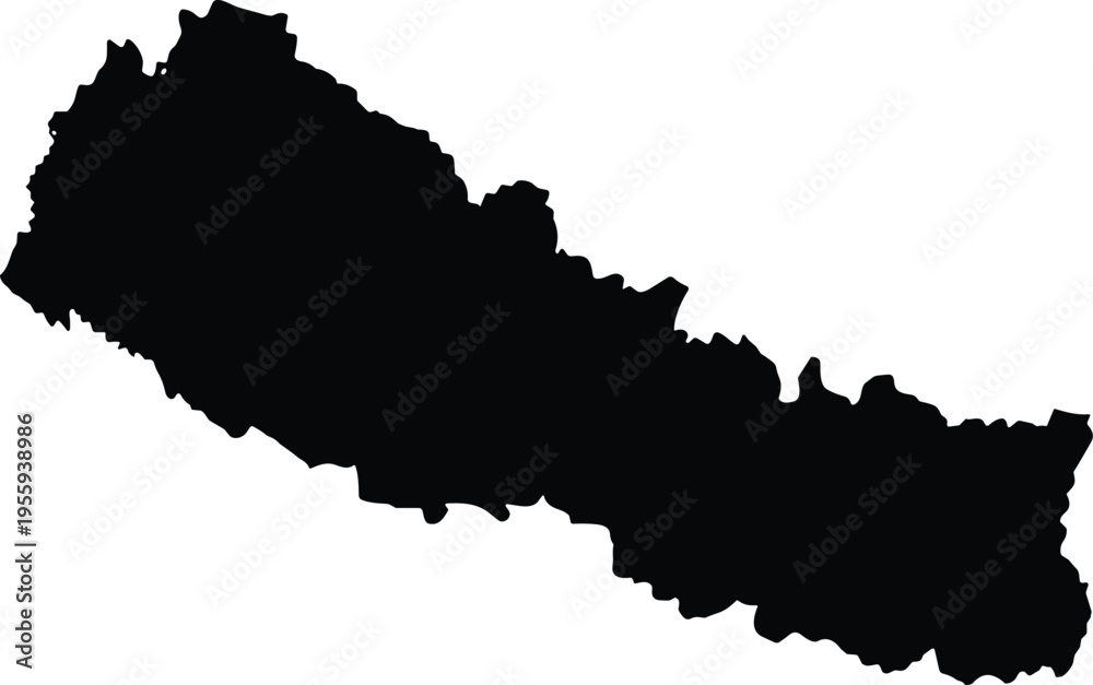 Fototapeta premium Silhouette map of Nepal in black on white background