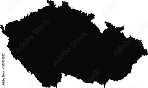 Silhouette map of Czech Republic on white background
